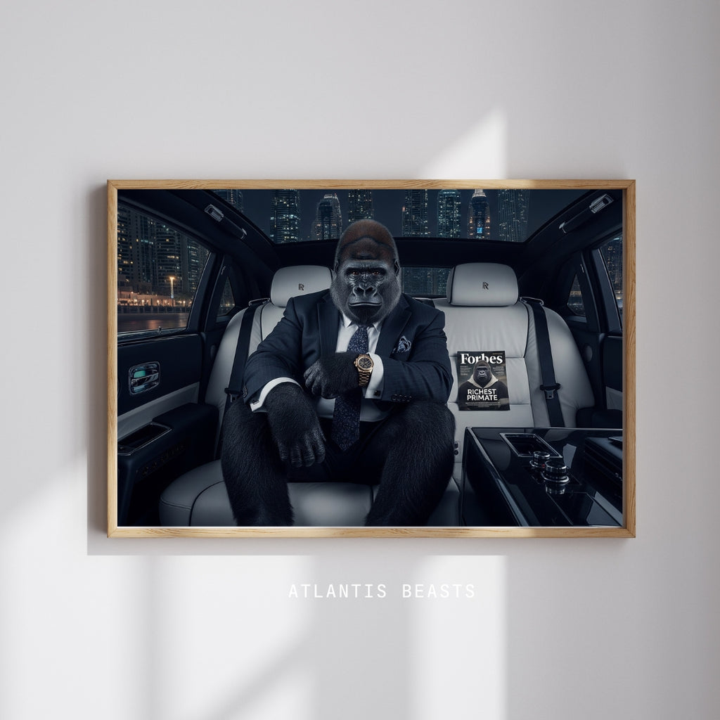 Gorilla CEO "Unshakeable Focus" Art | Luxury Motivational Office Decor