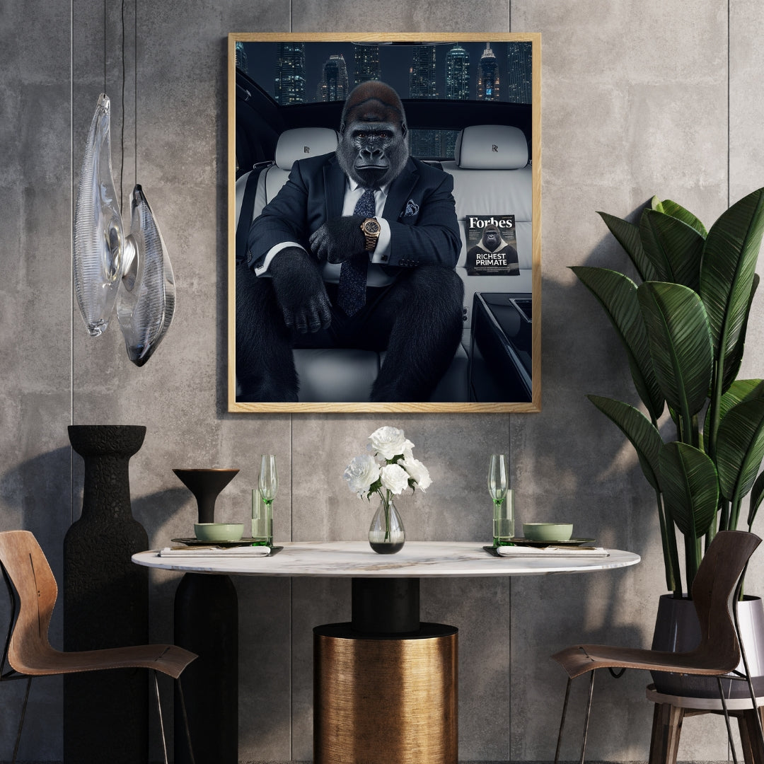 Gorilla CEO "Unshakeable Focus" Art | Luxury Motivational Office Decor