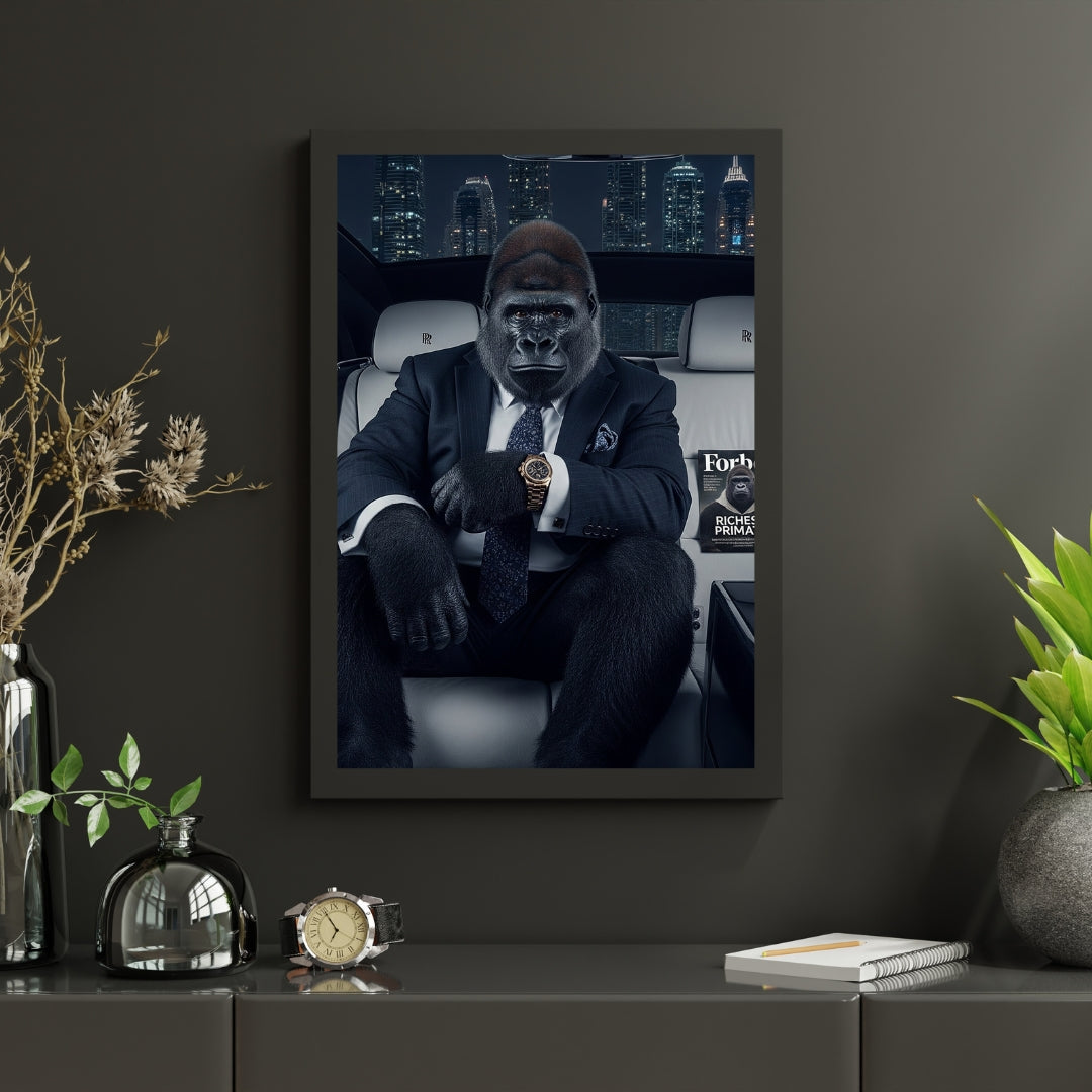 Gorilla CEO "Unshakeable Focus" Art | Luxury Motivational Office Decor