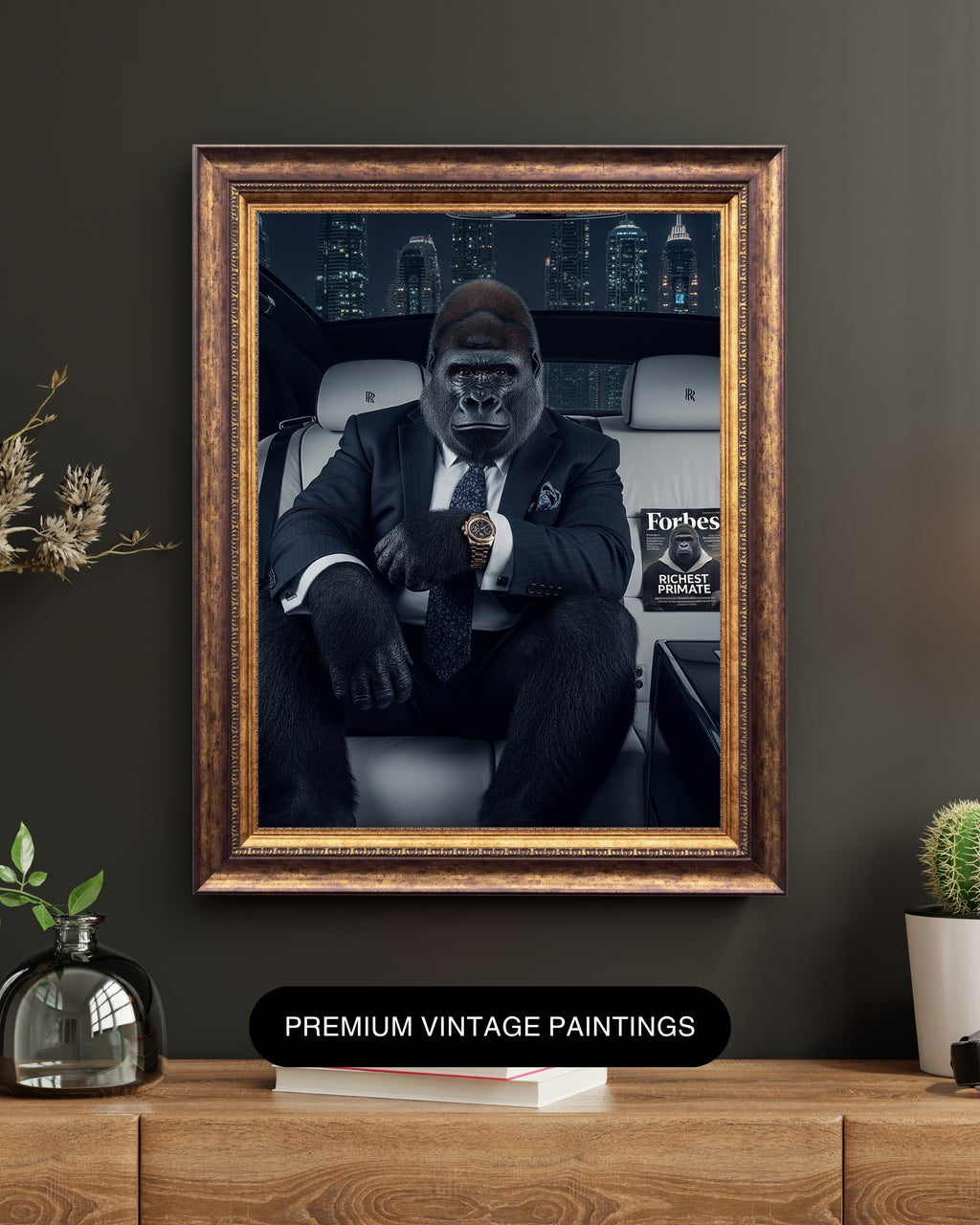 Gorilla CEO "Unshakeable Focus" Art | Luxury Motivational Office Decor