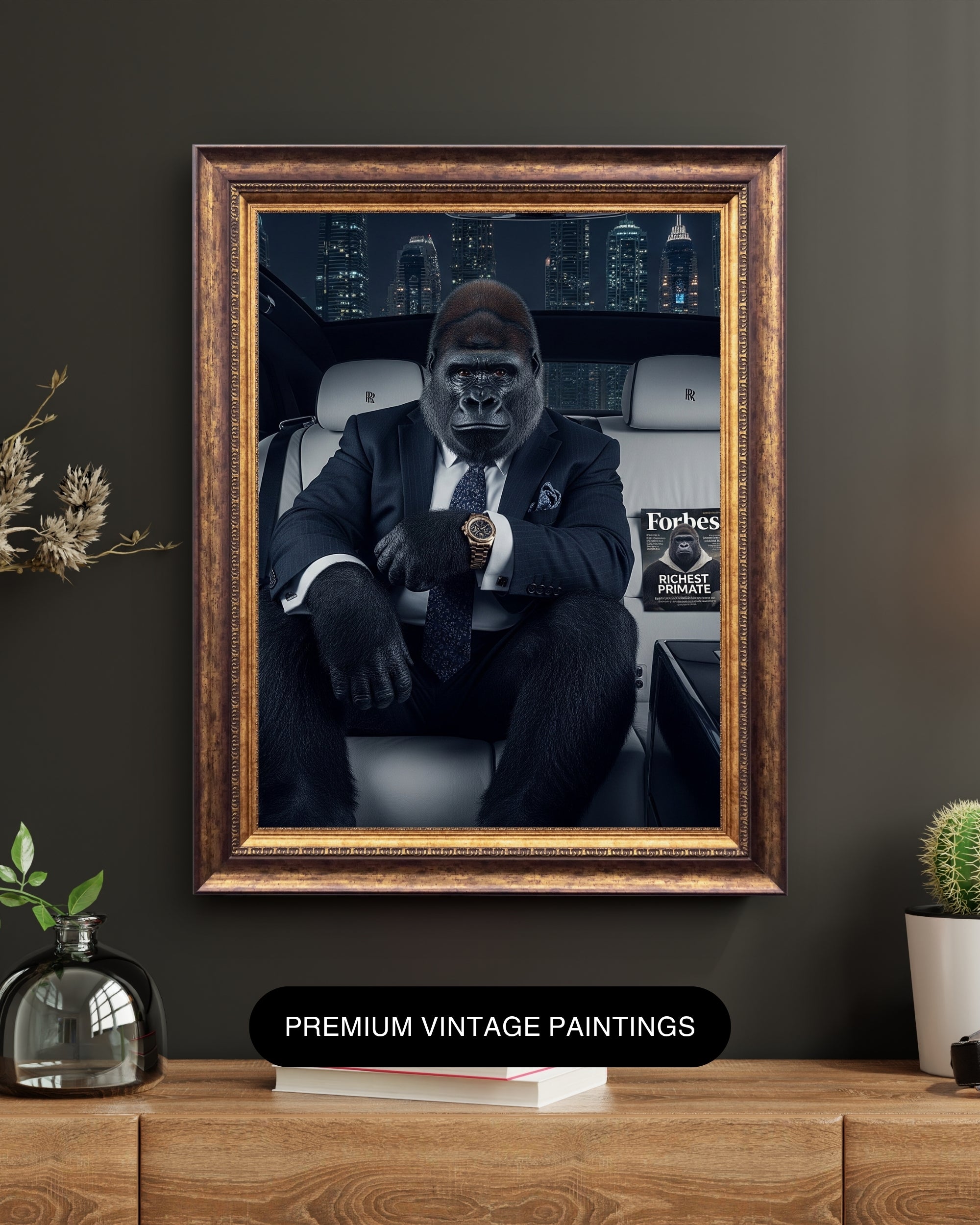 Gorilla CEO "Unshakeable Focus" Art | Luxury Motivational Office Decor